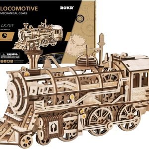 ROKR LK701 – Mechanische Holzlokomotive 3D Puzzle mit Uhrwerk