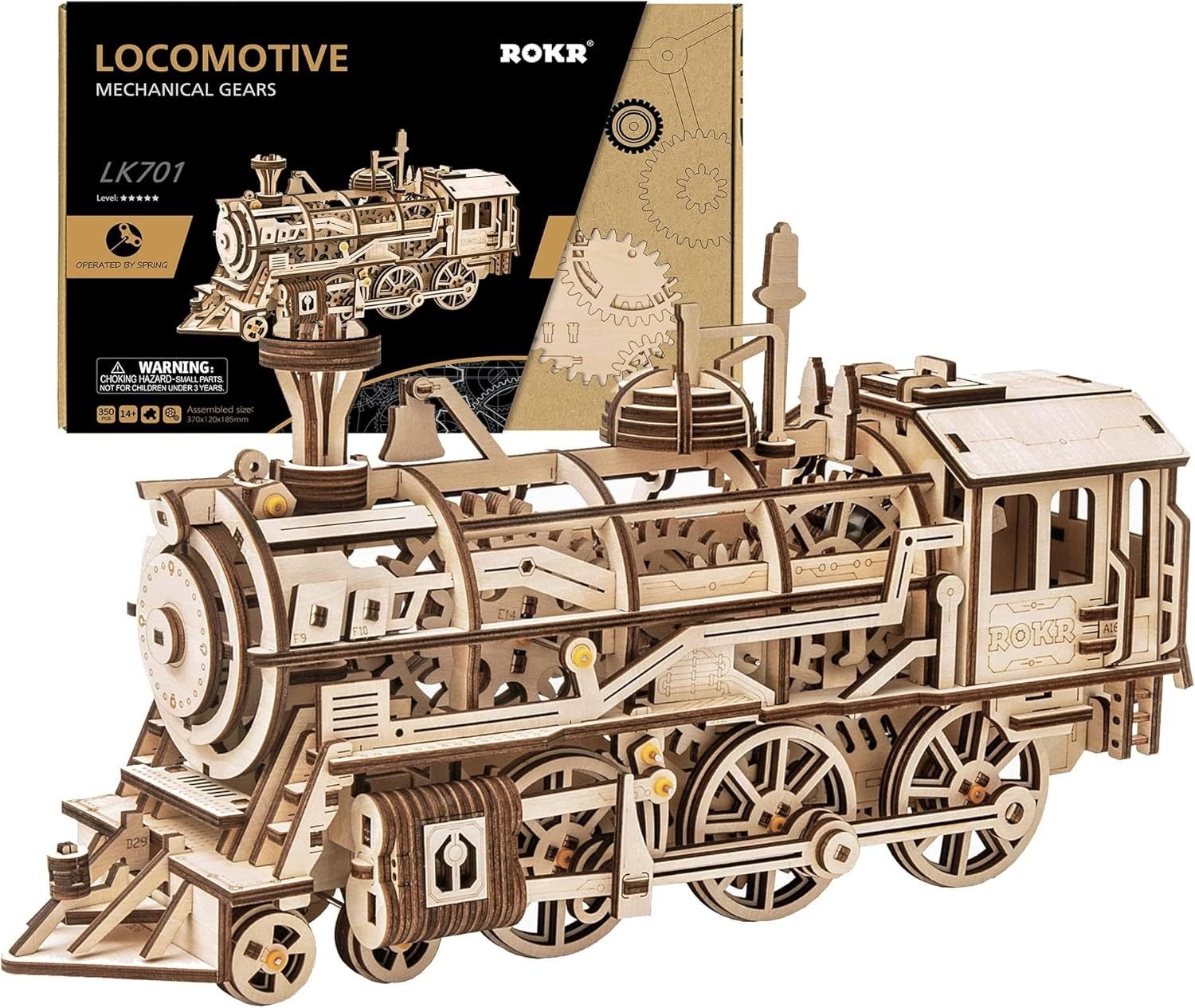 ROKR LK701 – Mechanische Holzlokomotive 3D Puzzle mit Uhrwerk