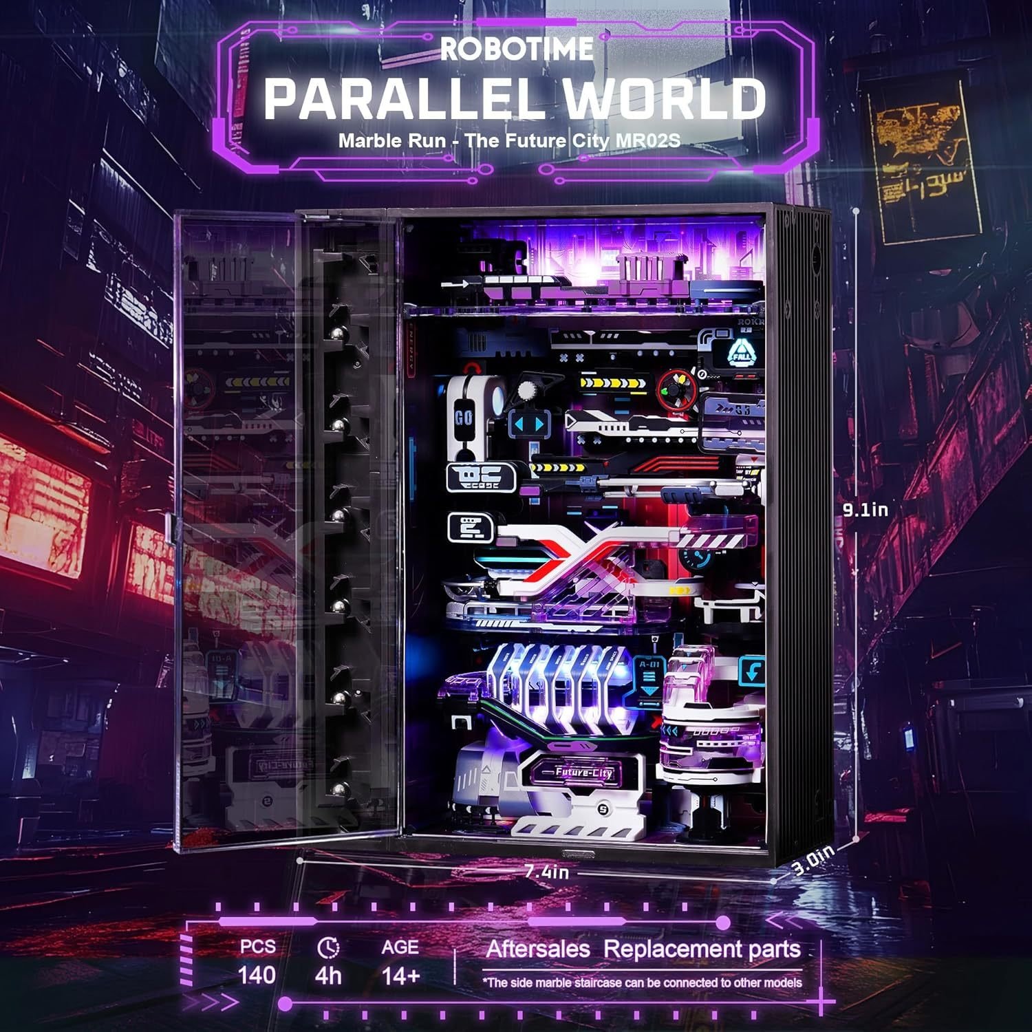 ROBOTIME 3D Puzzle Model Kit To Build Last City, Marble Run LED Glow In The Dark