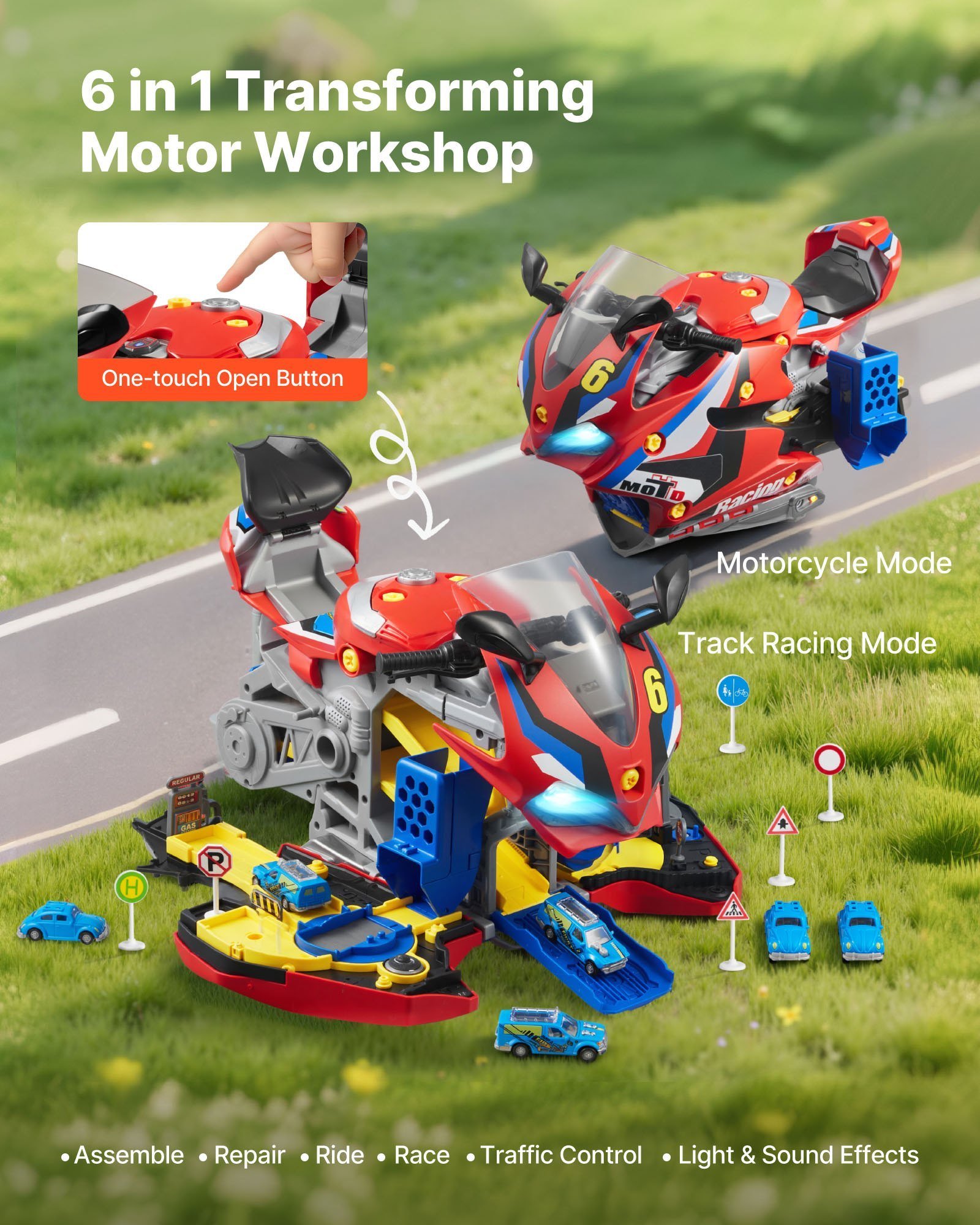 Motorrad‑Mechaniker‑Spielzeug 25‑teilig – Interaktives Motorrad mit Licht, Sound & abnehmbaren Teilen (ab 3 Jahren - Image 2