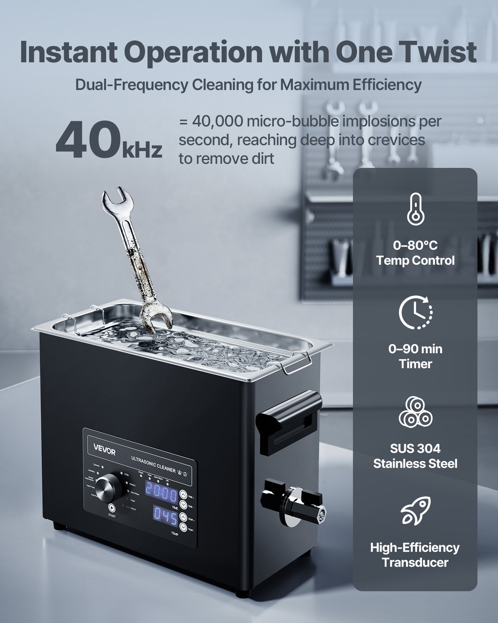 Ultraschallreiniger 6 L – Professionelles 40 kHz Reinigungsgerät mit Korb & Drehknopfsteuerung - Image 2