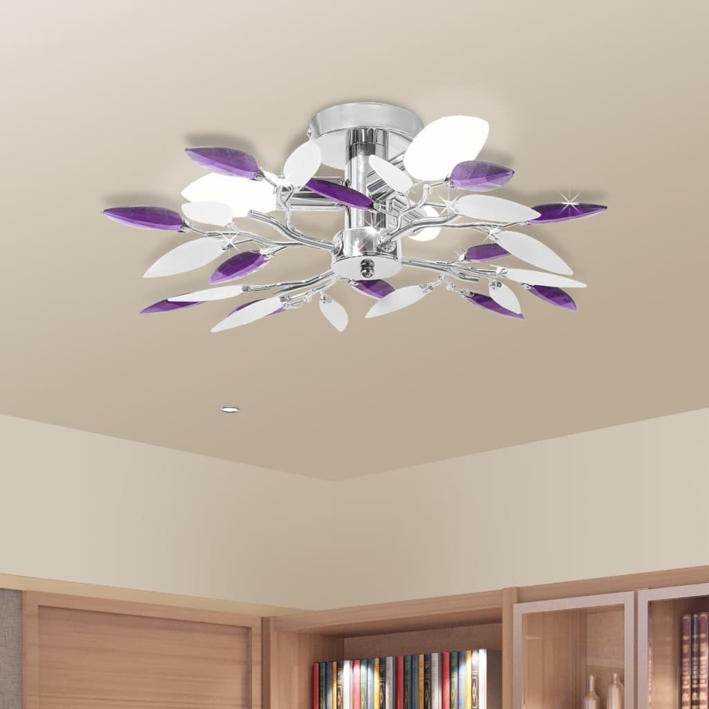 Ceiling Light with Acrylic Glass Leaves – Elegant 3 × E14 Bulb Fixture for Living Room or Bedroom
