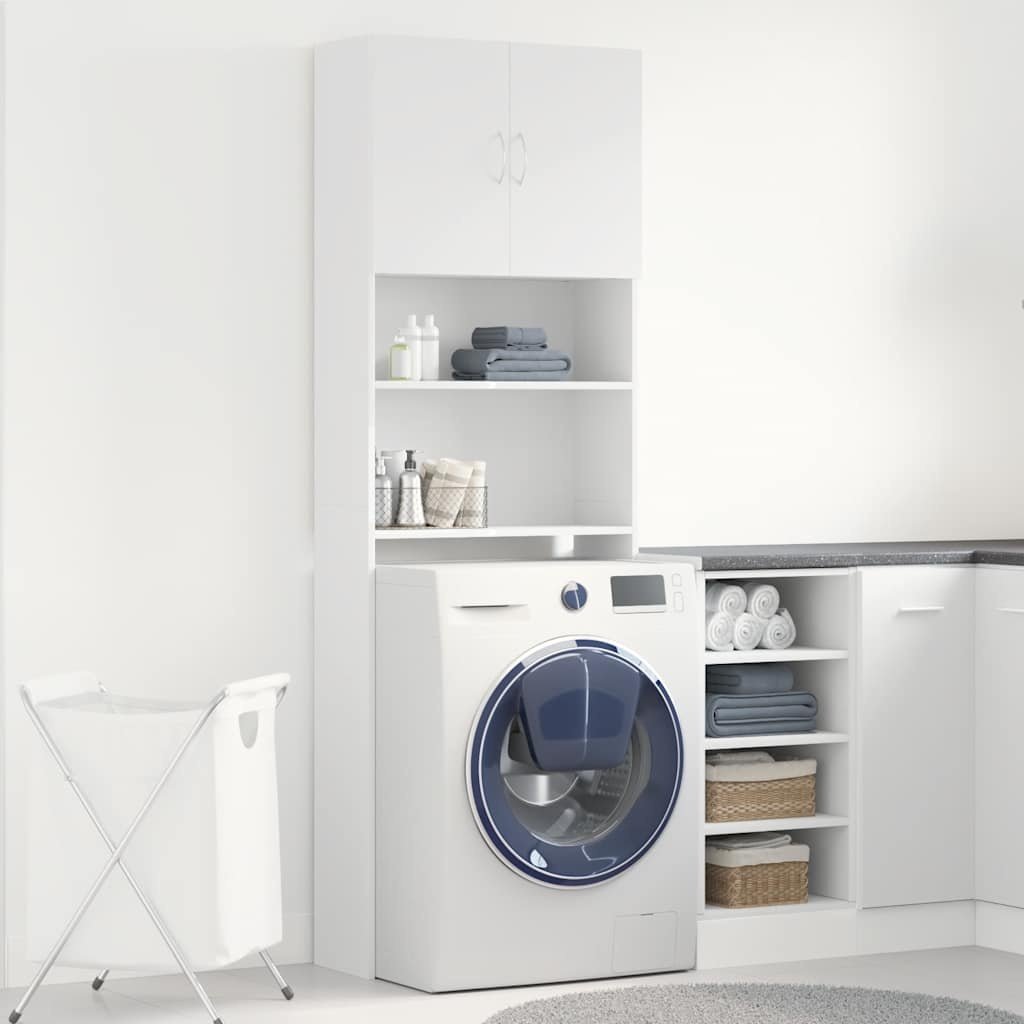 Washing Machine Cabinet 64 cm – Oak Look Laundry Storage with Doors - Image 5