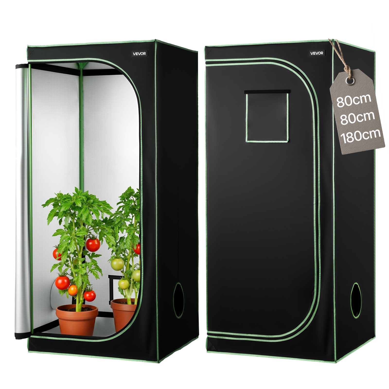 Growzelt 80×80×180 cm – Hochreflektierende Mylar Growbox mit Sichtfenster & Bodenwanne